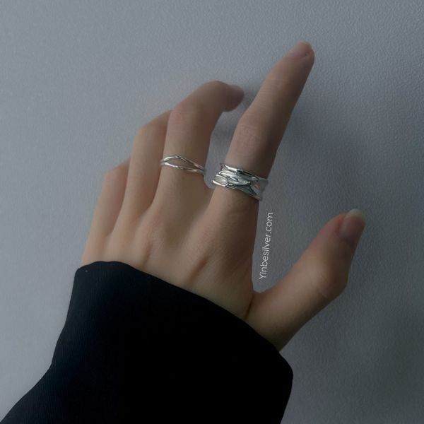  Nhẫn Bạc S925 Dòng Chảy Yinbe Silver 