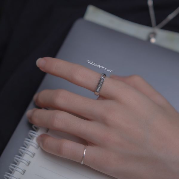  Nhẫn Bạc S925 Khắc Simple Chic Yinbe Silver 
