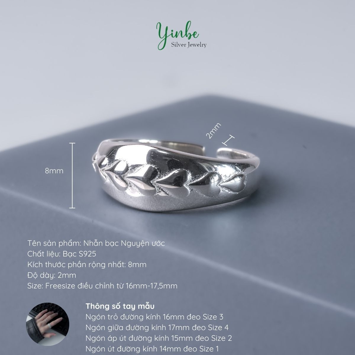  Nhẫn Bạc S925 Nguyện Ước Yinbe Silver 