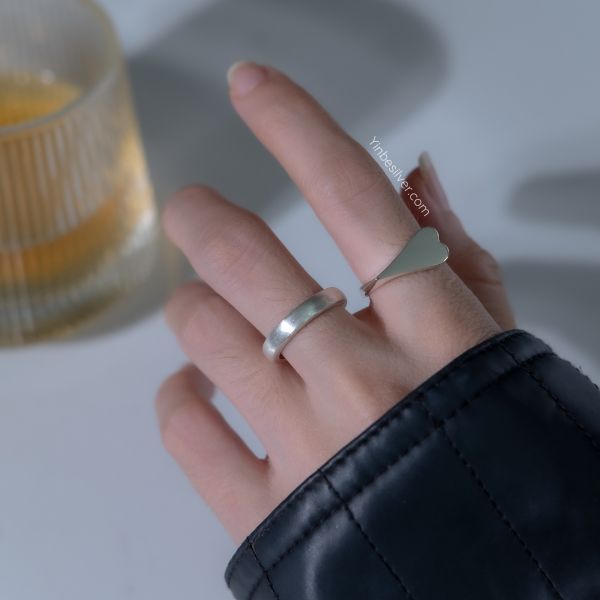  Nhẫn Bạc S925 Nhám Cát Bản 4mm Yinbe Silver 