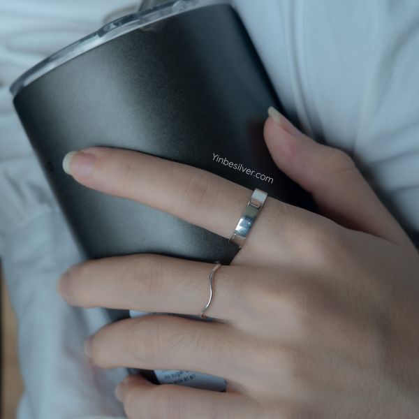  Nhẫn Bạc S925 Sóng Đơn Yinbe Silver 