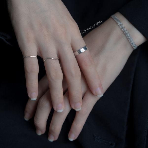 Nhẫn Bạc S925 trơn bản rộng Yinbe Silver 
