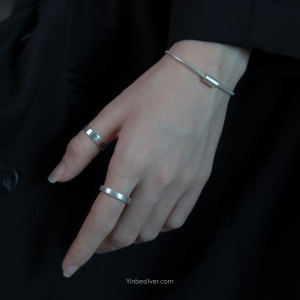  Nhẫn Bạc S925 trơn bản rộng Yinbe Silver 
