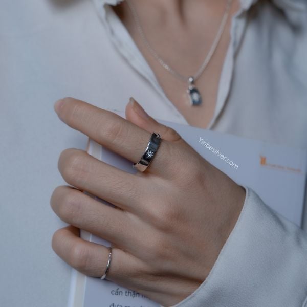  Nhẫn Bạc S925 Hoa Mặt Trời Bản Nữ Nhỏ Yinbe Silver 
