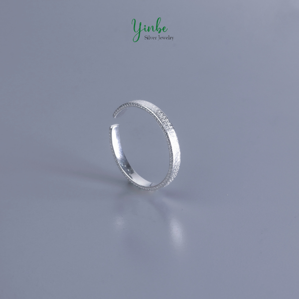  Nhẫn Bạc S925 Sandy Light Bản Mảnh Nữ Yinbe Silver 