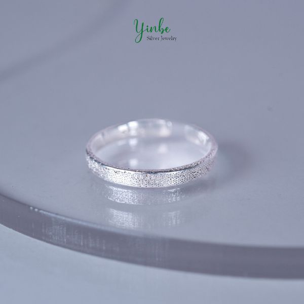  Nhẫn Bạc S925 Sandy Light Bản Mảnh Nữ Yinbe Silver 