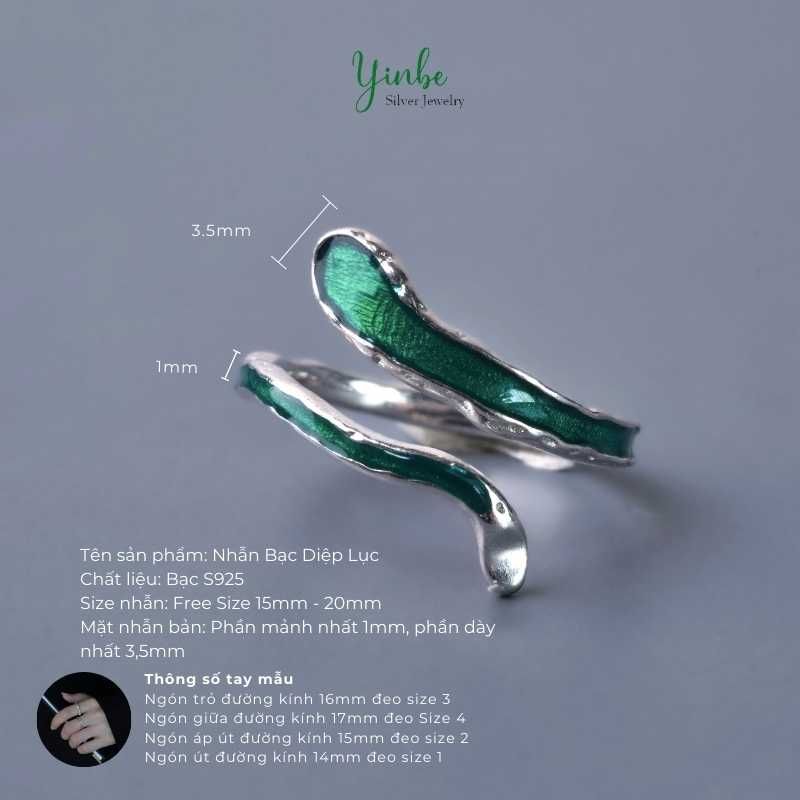  Nhẫn Bạc S925 Diệp Lục Yinbe Silver 