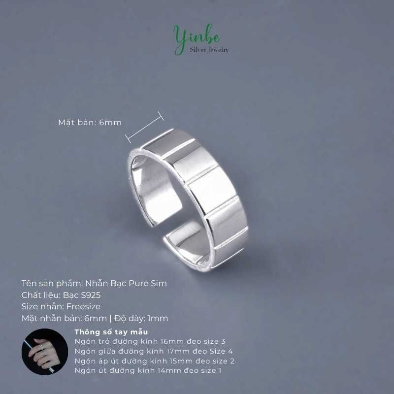  Nhẫn Bạc S925 Pure Sim Yinbe Silver 