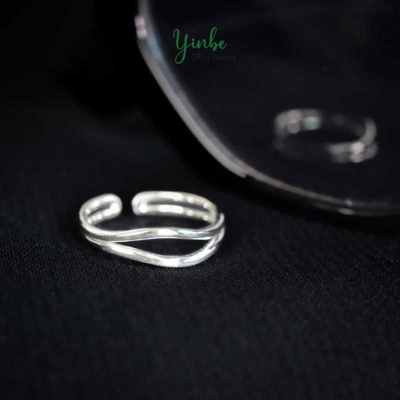  Nhẫn Bạc S925 Uốn Sóng Đôi Yinbe Silver 