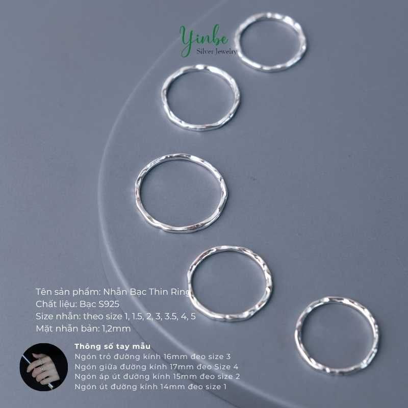  Nhẫn Bạc S925 Thin Ring Yinbe Silver 