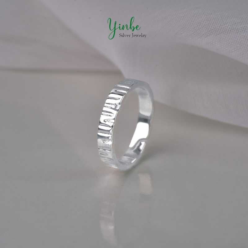  Nhẫn Bạc S925 Vân Gỗ Yinbe Silver 