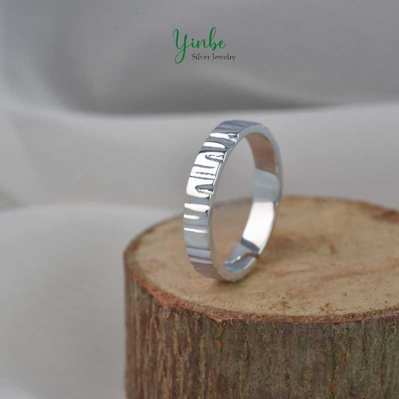  Nhẫn Bạc S925 Vân Gỗ Yinbe Silver 