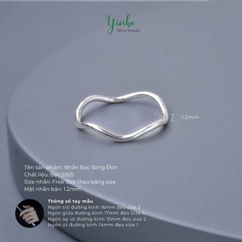  Nhẫn Bạc S925 Sóng Đơn Yinbe Silver 