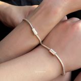  Vòng Tay Bạc Đôi Moment Yinbe Silver Thiêt Kế Hình Trụ Khắc Tên Theo Yêu Cầu 