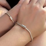  Vòng Tay Bạc Đôi Moment Yinbe Silver Thiêt Kế Hình Trụ Khắc Tên Theo Yêu Cầu 