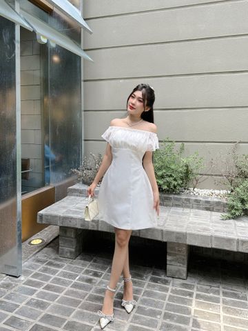 Đầm ngắn trễ vai Vivian chi tiết voan sang trọng