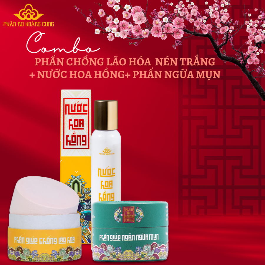 Combo Phấn Chống Lão Hóa + Phấn Ngừa Mụn +Nước Hoa Hồng