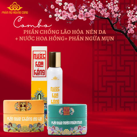 Combo Phấn Chống Lão Hóa + Phấn Ngừa Mụn +Nước Hoa Hồng