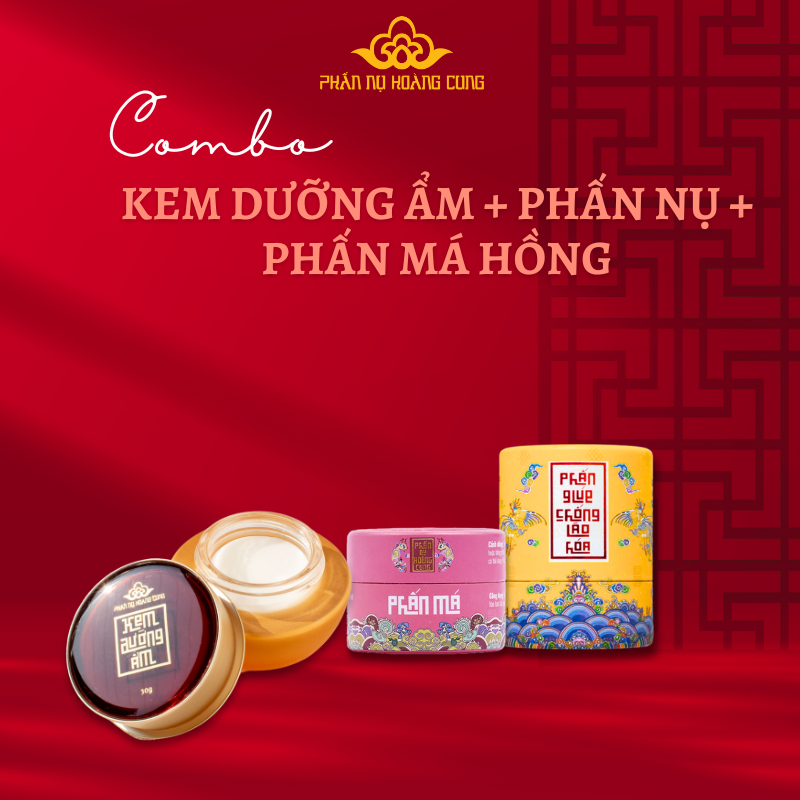 Combo Kem Dưỡng Ẩm + Phấn Chống Lão Hóa + Phấn Má - PHẤN NỤ HOÀNG CUNG (Phiên Bản Lưu Niệm)