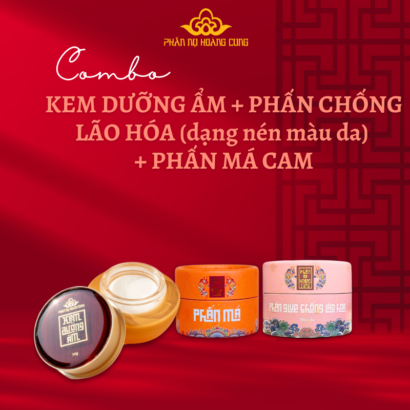 Combo Kem Dưỡng Ẩm + Phấn Chống Lão Hóa + Phấn Má - PHẤN NỤ HOÀNG CUNG (Phiên Bản Lưu Niệm)