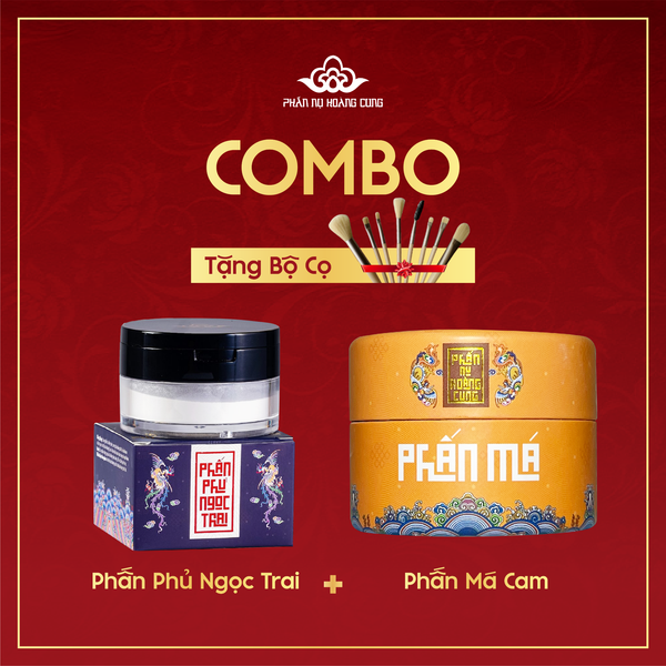 Bộ Đôi Phấn Phủ Ngọc Trai Phấn Má Phấn Nụ Hoàng Cung