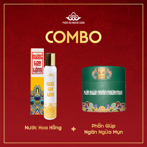 Combo Bộ Đôi Ngừa Mụn Phấn Nụ Hoàng Cung – Nước Hoa Hồng + Phấn Nén Ngừa Mụn Tự Nhiên