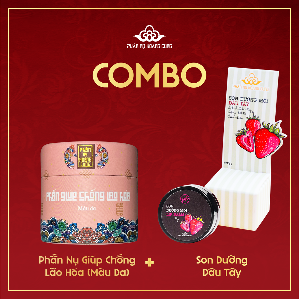 Combo Da Mộc Mạc – Nét Thanh Tao: Phấn Chống Lão Hóa + Son Dưỡng Môi Thiên Nhiên