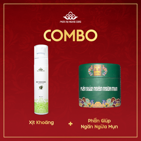 Combo Thanh Lọc Da – Sạch Mụn Phấn Nụ Hoàng Cung: Xịt Khoáng Trà Xanh + Phấn Ngừa Mụn 25g