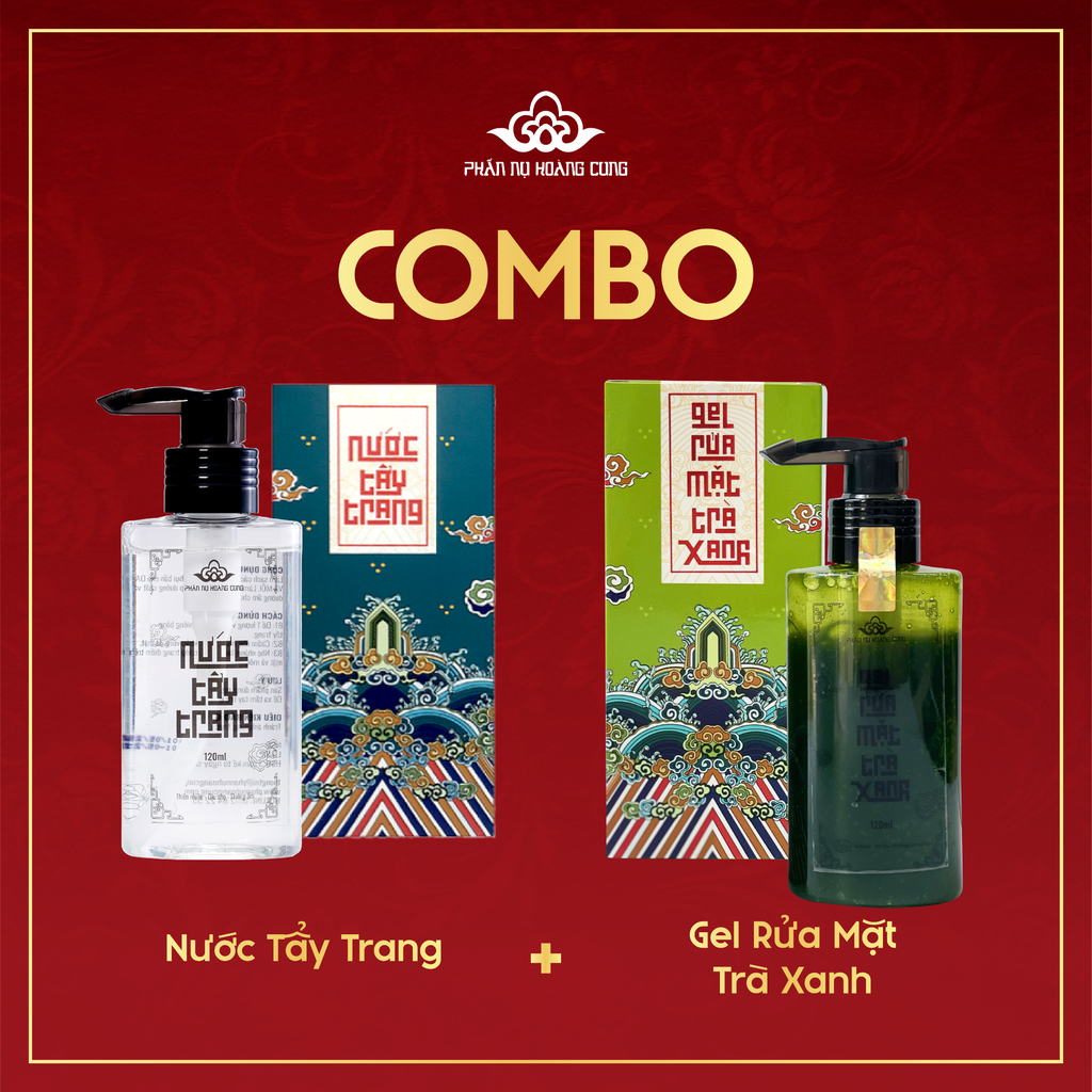 Combo Dịu Nhẹ Khởi Đầu – Nước Tẩy Trang Không Cồn + Gel Rửa Mặt Thiên Nhiên Phấn Nụ Hoàng Cung 120ml