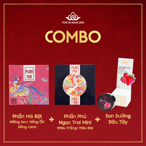 Combo Sắc Nàng Thơ – Phấn Phủ Ngọc Trai + Phấn Má Bột Tự Nhiên Phấn Nụ Hoàng Cung 5g