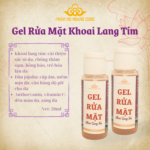 Gel Rửa Mặt khoai lang Tím Mini Phấn Nụ Hoàng Cung Dung Tích 20ml