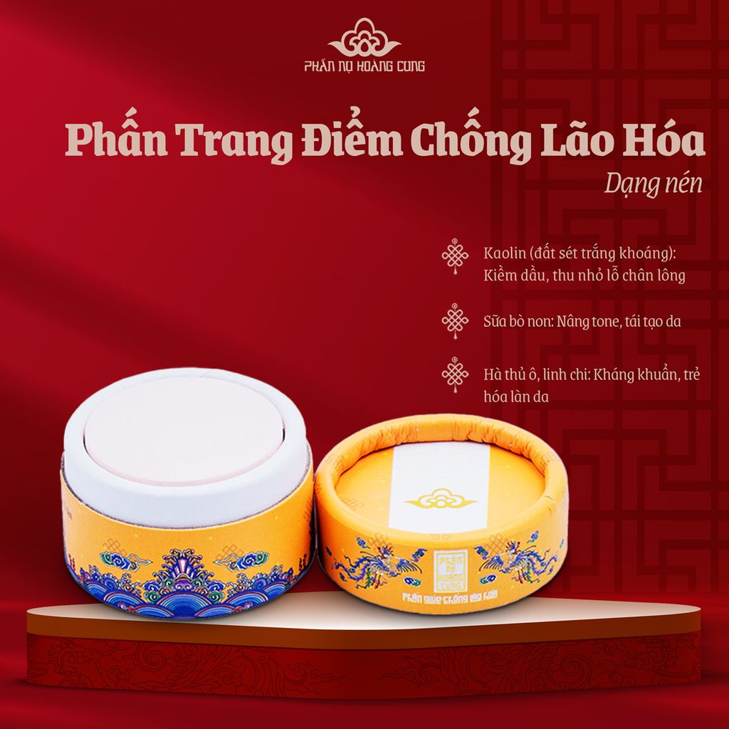 Combo Kem Dưỡng Ẩm + Phấn Chống Lão Hóa + Phấn Má - PHẤN NỤ HOÀNG CUNG (Phiên Bản Lưu Niệm)