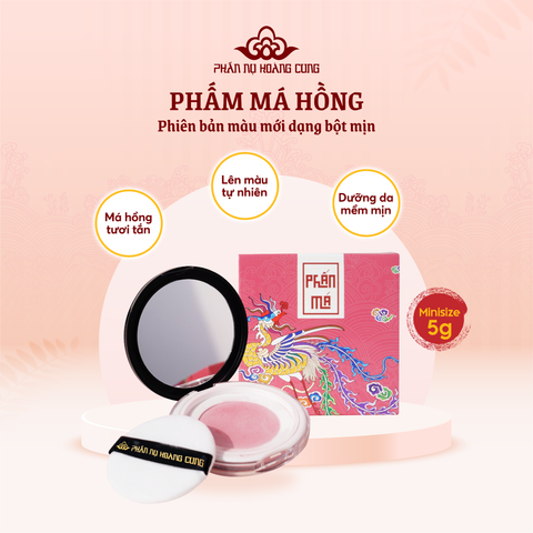 Phấn Má Hồng Dạng Bột, Kèm Bông Phấn & Gương Tiện Lợi 5g - Phấn Nụ Hoàng Cung