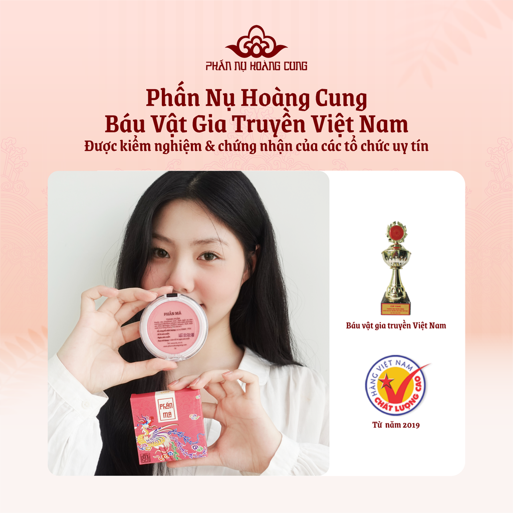Phấn Má Hồng Dạng Bột, Kèm Bông Phấn & Gương Tiện Lợi 5g - Phấn Nụ Hoàng Cung