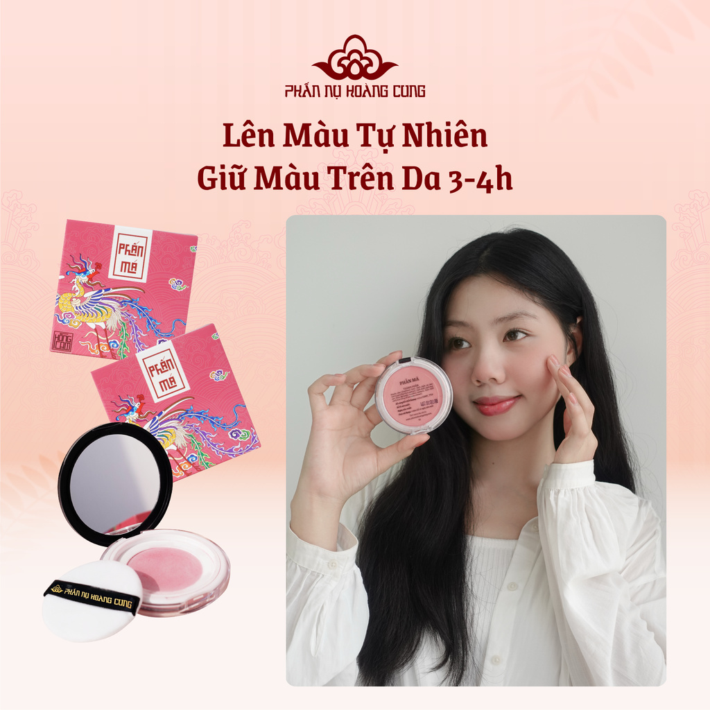 Phấn Má Hồng Dạng Bột, Kèm Bông Phấn & Gương Tiện Lợi 5g - Phấn Nụ Hoàng Cung