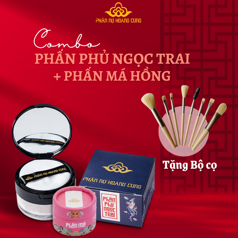 Combo Trang Điểm Phấn Phủ Ngọc Trai + Phấn Má - PHẤN NỤ HOÀNG CUNG