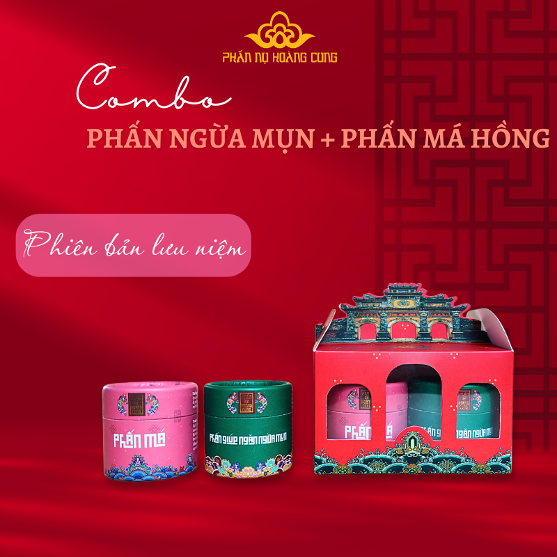 Combo Trang Điểm Phấn Ngừa Mụn + Phấn Má - PHẤN NỤ HOÀNG CUNG (Phiên Bản Lưu Niệm)