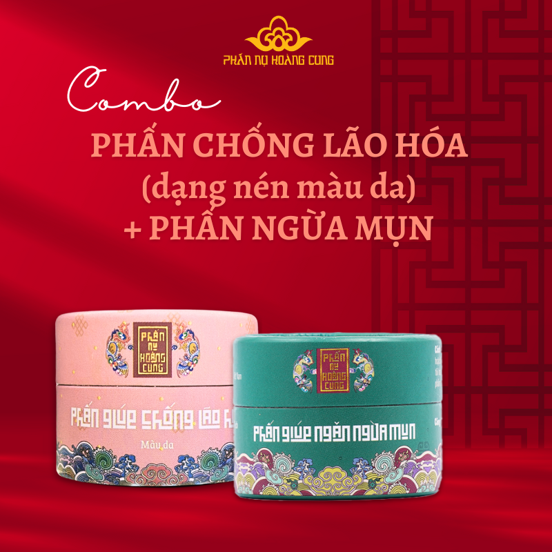Combo Dưỡng Da Phấn Chống Lão Hóa + Phấn Ngừa Mụn - PHẤN NỤ HOÀNG CUNG (Phiên Bản Lưu Niệm)