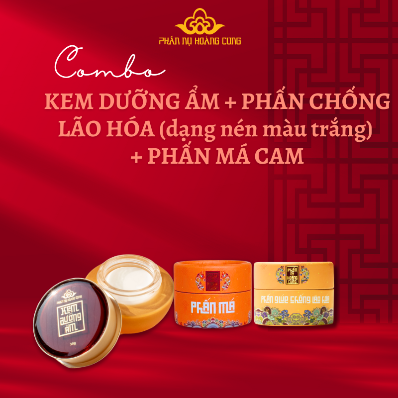 Combo Kem Dưỡng Ẩm + Phấn Chống Lão Hóa + Phấn Má - PHẤN NỤ HOÀNG CUNG (Phiên Bản Lưu Niệm)