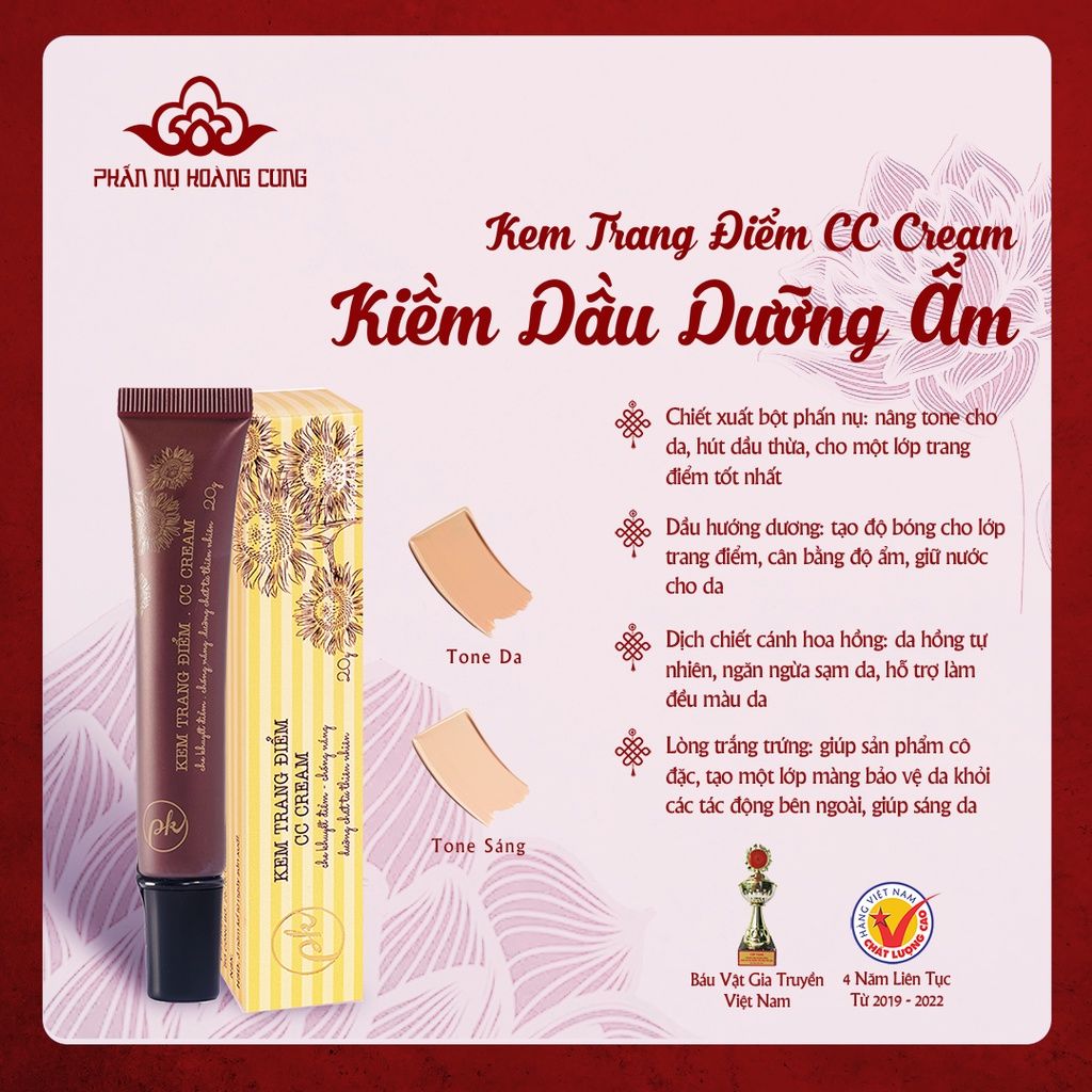 07 - Kem trang điểm CC Cream (màu sáng) Phấn Nụ Hoàng Cung Trọng Lượng 20g
