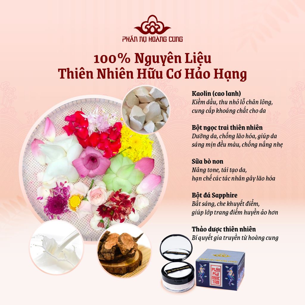 Phấn Phủ Ngọc Trai Phấn Nụ Hoàng Cung Trọng Lượng 25g