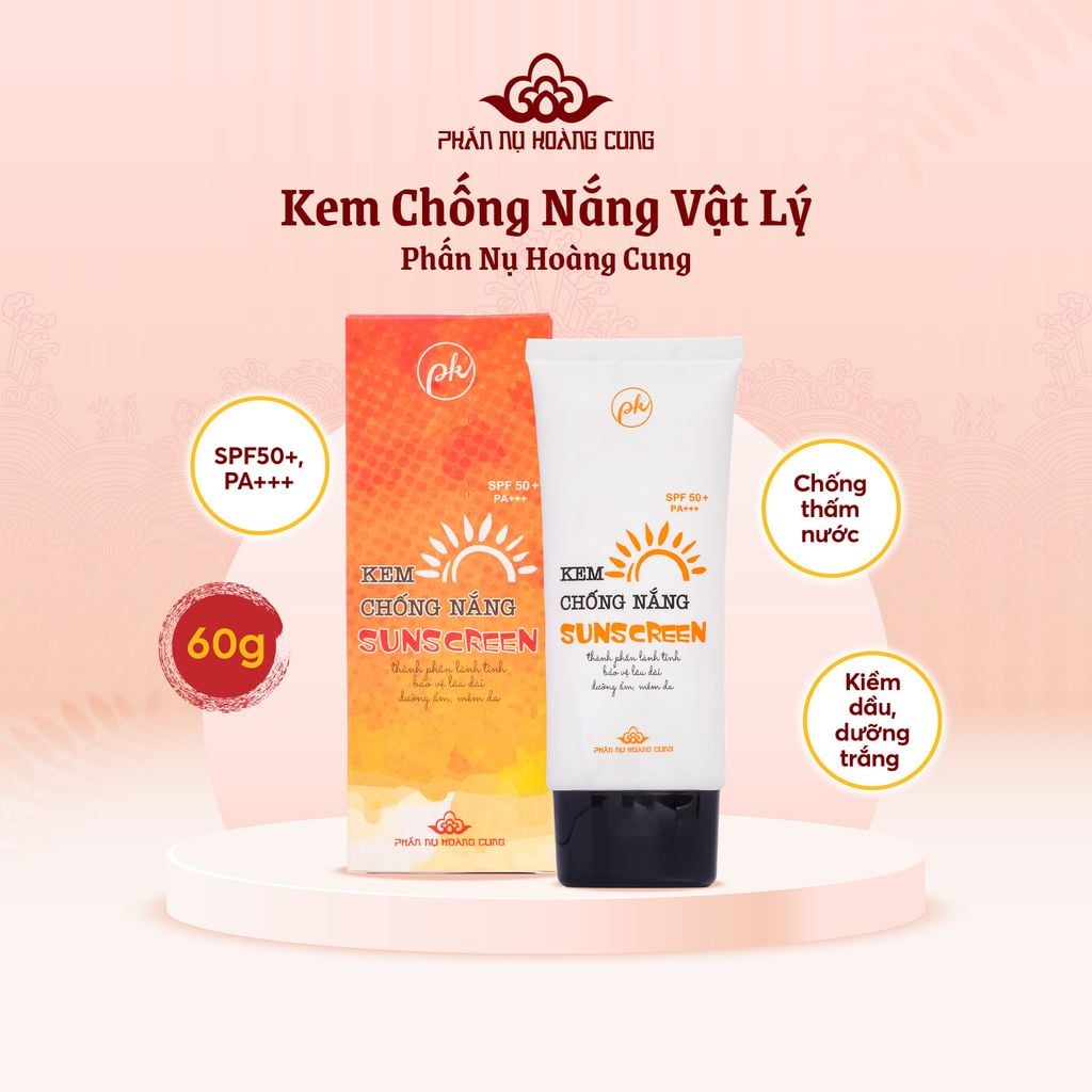 Kem Chống Nắng Vật Lý SPF50+ PA+++ Dưỡng Da Kiềm Dầu 60G - Phấn Nụ Hoàng Cung