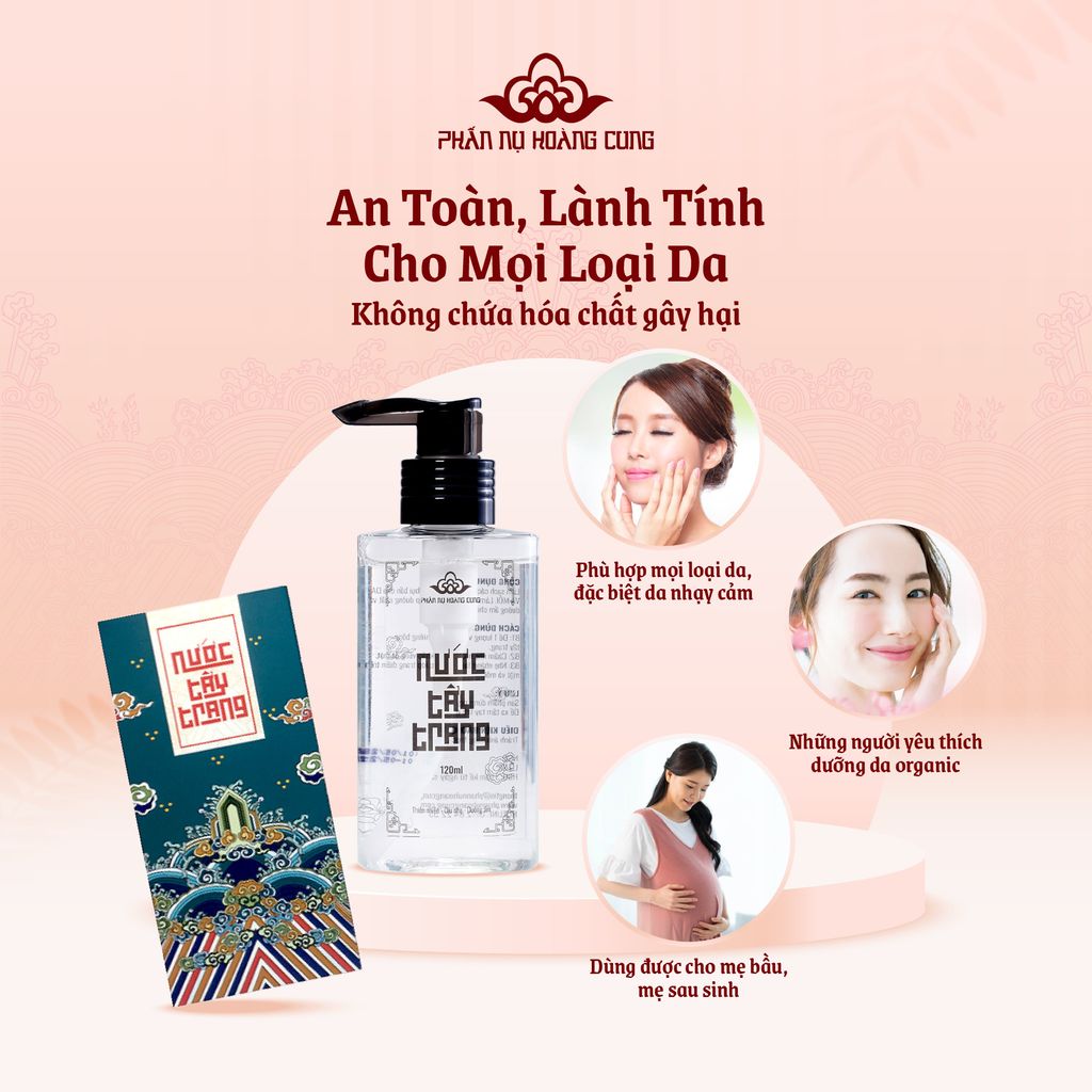 Nước Tẩy Trang Organic Sạch Sâu Dưỡng Ẩm Không Cồn 120ml - Phấn Nụ Hoàng Cung