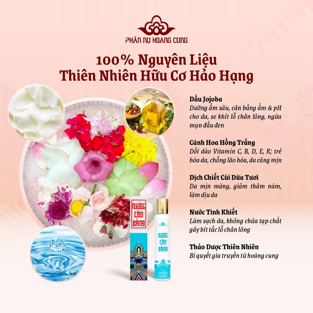 Nước Cân Bằng Độ Ẩm, Sạch Sâu & Trẻ Hóa Da 100ml (Toner) - Phấn Nụ Hoàng Cung