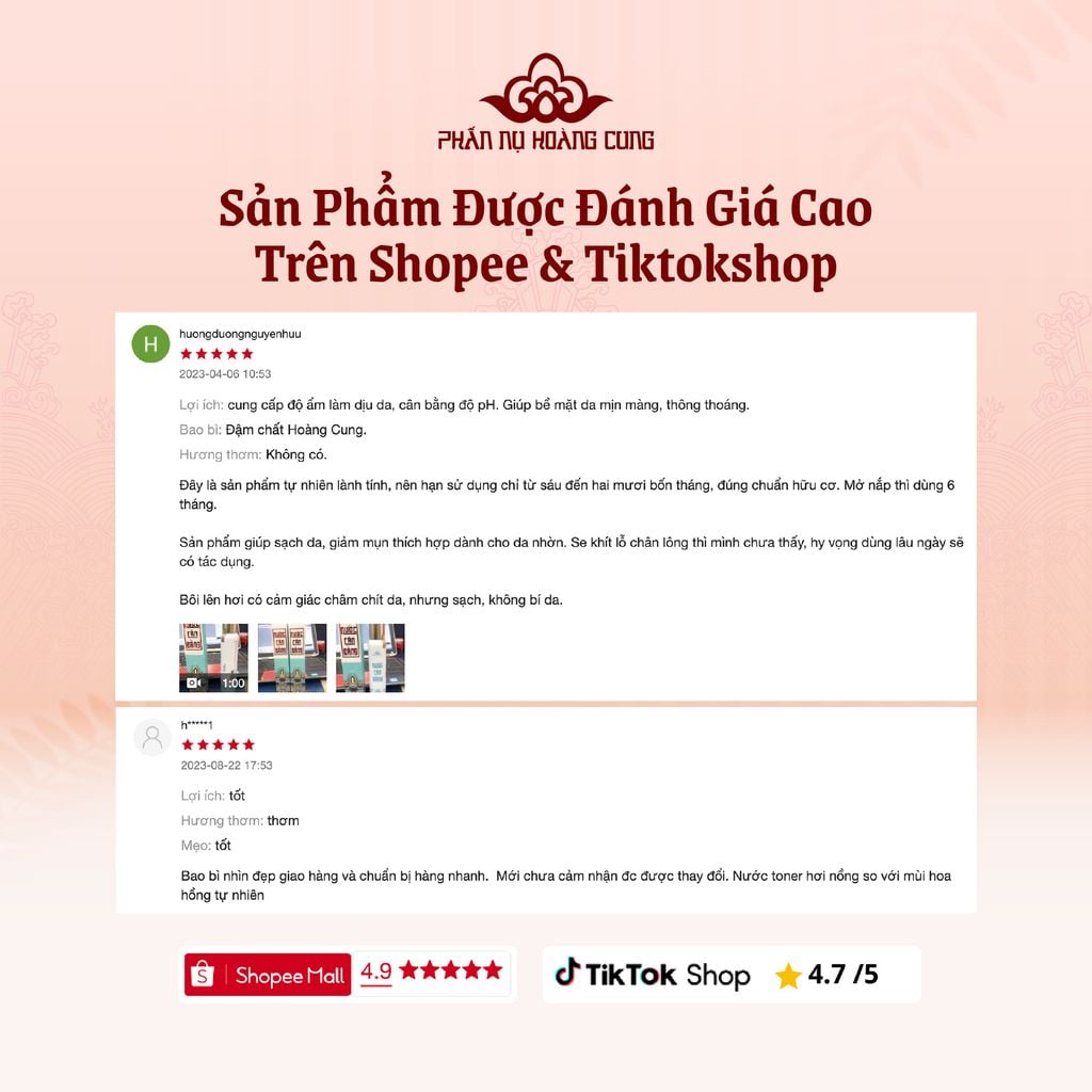 Nước Cân Bằng Độ Ẩm, Sạch Sâu & Trẻ Hóa Da 100ml (Toner) - Phấn Nụ Hoàng Cung