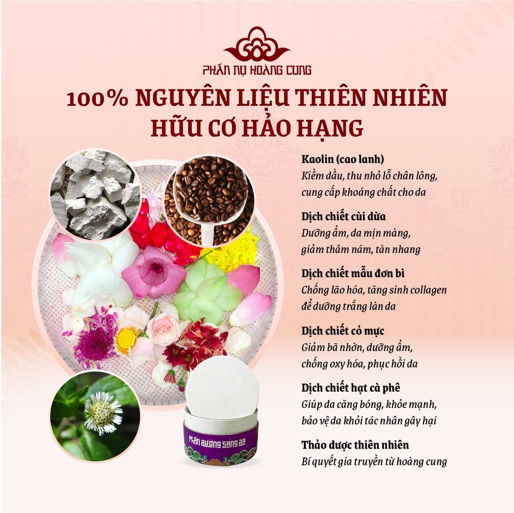 Phấn Dưỡng Sáng Da, Mờ Thâm Nám 25G - Phấn Nụ Hoàng Cung