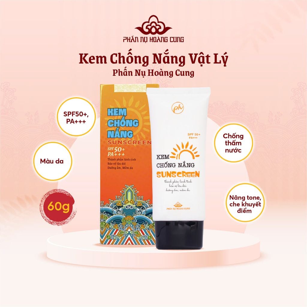 Kem Chống Nắng Vật Lý SPF50+ PA+++ Dưỡng Da Kiềm Dầu 60G - Phấn Nụ Hoàng Cung