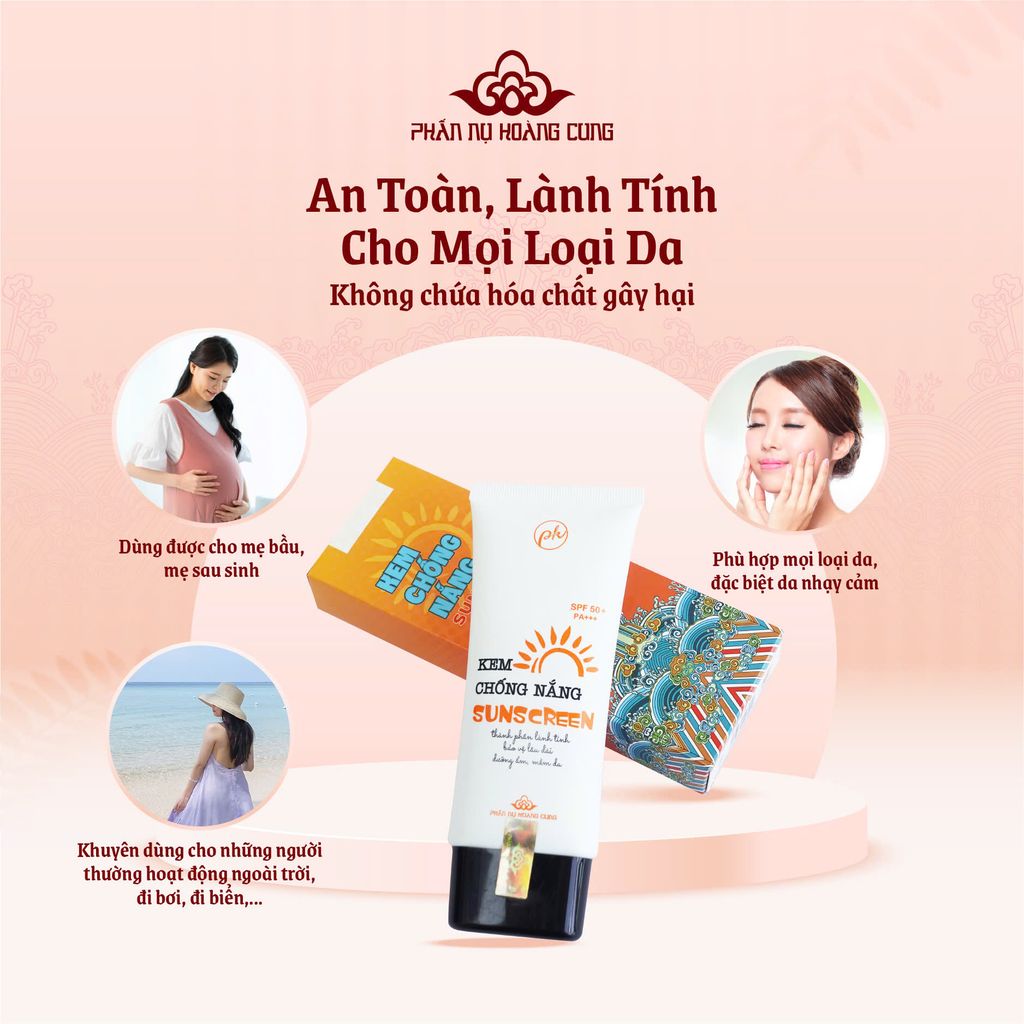 Kem Chống Nắng Vật Lý SPF50+ PA+++ Dưỡng Da Kiềm Dầu 60G - Phấn Nụ Hoàng Cung