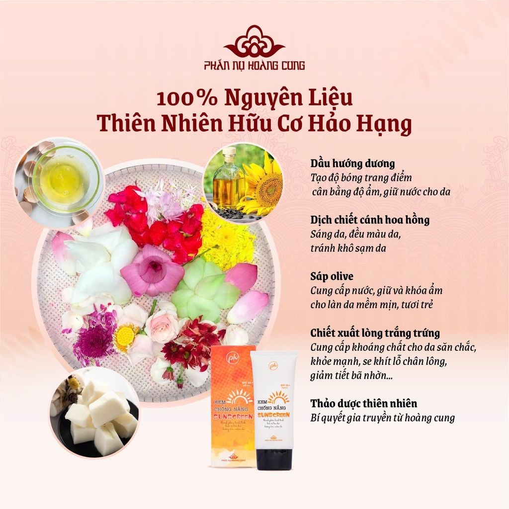 Kem Chống Nắng Vật Lý SPF50+ PA+++ Dưỡng Da Kiềm Dầu 60G - Phấn Nụ Hoàng Cung