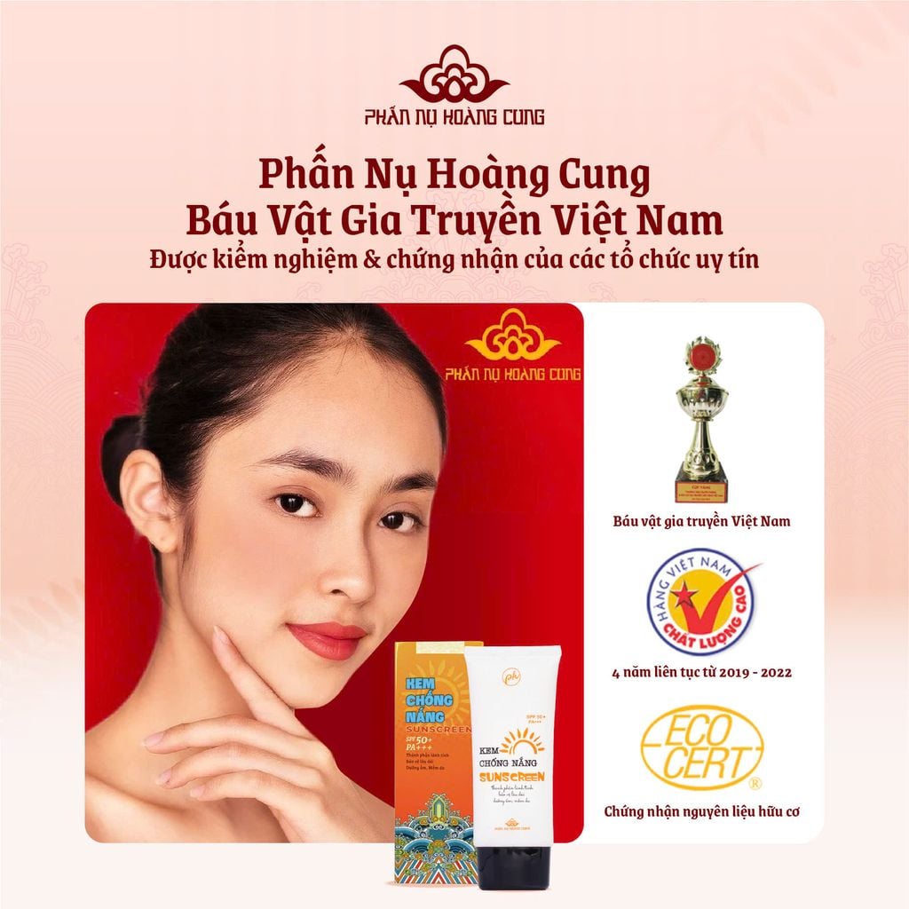 Kem Chống Nắng Vật Lý SPF50+ PA+++ Dưỡng Da Kiềm Dầu 60G - Phấn Nụ Hoàng Cung